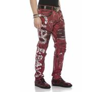 Cipo & Baxx Pantalones vaqueros capri para hombre, 100% algodón, clásico vaquero, rojo, 34W / 34L