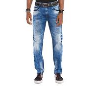 Cipo & Baxx Pantalones vaqueros para hombre, aspecto desgastado, corte recto, azul, 31W / 32L