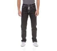 Cipo & Baxx Pantalones vaqueros para hombre, aspecto desgastado, corte recto, costuras de contraste, denim, Cd710 Black, 31W / 32L