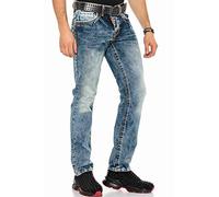 Cipo & Baxx Pantalones vaqueros para hombre - Cómodos pantalones vaqueros de corte recto con costuras de contraste distintivas, pantalones de ocio duraderos para hombre en diseño moderno y detallado