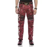 Cipo & Baxx Pantalones vaqueros capri para hombre, 100% algodón, clásico vaquero, rojo, 31W / 32L