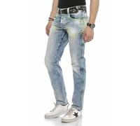 Cipo & Baxx Pantalones vaqueros capri para hombre, 100% algodón, clásico vaquero, azul hielo., 34W / 34L