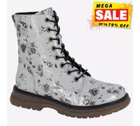 Cipriata Annetta Mujer Memoria Espuma Floral Casual Encaje Botas Cremallera Gris
