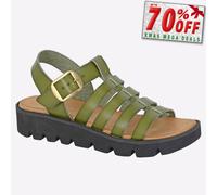 Cipriata Azia Mujer Hebilla de Moda Casual Playa Cuña Sandalia Verde