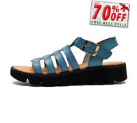 Cipriata Azia Mujer Hebilla de Moda Casual Playa Sandalias de Cuña Azul