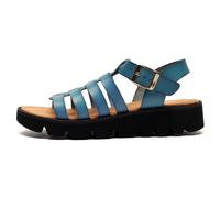 Cipriata Azia Mujer Hebilla de Moda Casual Playa Sandalias de Cuña Azul
