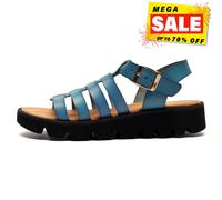 Cipriata Azia Mujer Hebilla de Moda Casual Playa Sandalias de Cuña Azul