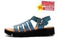 Cipriata Azia Mujer Hebilla de Moda Casual Playa Sandalias de Cuña Azul