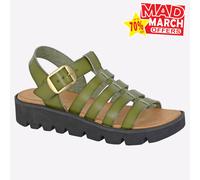 Cipriata Azia Mujer Hebilla de Moda Casual Playa Cuña Sandalia Verde