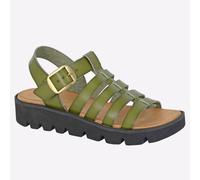 Cipriata Azia Mujer Hebilla de Moda Casual Playa Cuña Sandalia Verde