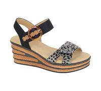 Cipriata Sandalias de cuña L638 DANTA con cierre táctil, estampado leopardo negro 36 EU
