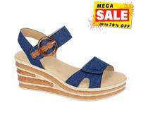 Cipriata L638 DANTA - Sandalias de cuña con cierre táctil para mujer, Denim Pu azul marino, 36 EU