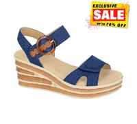 Cipriata Danta Sandalia De Cuña De Tacón De Denim Para Mujer Azul