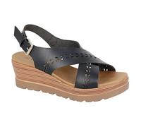 Cipriata Gavina Mujer Diseñador Cuña Tira Trasera Moda Informal Negro Sandalia