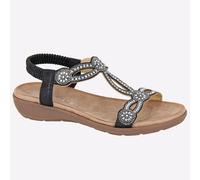 Cipriata Giada Mujer Joyas Playa Moda Verano Negro Sandalia