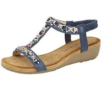 Cipriata Ladies Pewter Blue Jewelled Sling Back Low Wedge Heeled Sandals L072 KD-Blue-UK 7 (EU 40)