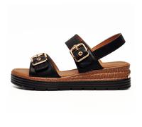 Cipriata L631 MILIA - Sandalias de doble hebilla para mujer, Negro metálico, 36 EU