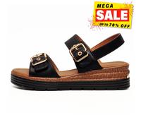 Cipriata L631 MILIA - Sandalias de doble hebilla para mujer, Negro metálico, 36 EU