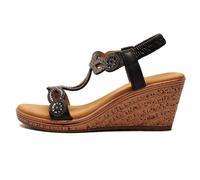 Cipriata Ora Mujer Joyas Moda Elástico Tacón Cuña Sandalia Negro