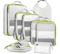 Cipway Bolsas Compresion Viaje, Malla Ligero Bolsas de Viaje Organizador para la Mochila Maletas de Almacenamiento en el Hogar(Blanco, 8 Unidades)