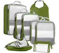 Cipway Bolsas Compresion Viaje, Malla Ligero Bolsas de Viaje Organizador para la Mochila Maletas de Almacenamiento en el Hogar(Verde, 8 Unidades)