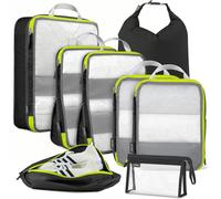 Cipway Bolsas Compresion Viaje, Malla Ligero Bolsas de Viaje Organizador para la Mochila Maletas de Almacenamiento en el Hogar(Negro, 8 Unidades)