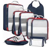 Cipway Bolsas Compresion Viaje, Malla Ligero Bolsas de Viaje Organizador para la Mochila Maletas de Almacenamiento en el Hogar(Azul, 8 Unidades)