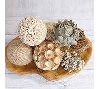 CIR OASES 6 Bolas de Mimbre Tejidas de ratán de 3.5 Pulgadas, Bola Decorativa, orbes Verdes, Relleno de Cuenco para decoración de Mesa (marrón)