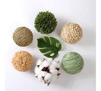 CIR OASES 6 bolas de mimbre tejidas de ratán de 3.5 pulgadas, bolas decorativas, orbes verdes, relleno de cuenco para decoración de mesa