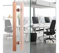 CIRCIR Bathroom Entry Kitchen Office Stainless Steel Door Pulls Bar - H Shape,Door Pull Door Handle Push Pull for Sliding Barn Doors, Mounted Back to Back(Rose Gold,150cm/59inch)