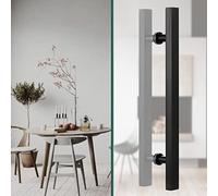 CIRCIR Bathroom Entry Kitchen Office Stainless Steel Door Pulls Bar - H Shape,Door Pull Door Handle Push Pull for Sliding Barn Doors, Mounted Back to Back(Black,60cm/24inch)