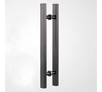 CIRCIR Flat Shape Two Sides Glass Door Handles,Door Pull Interior/Exterior Door Push Handle Black, 20inch/24inch/32inch/47inch/59inch Long Front Door Knob(80cm/32inch-50cm)