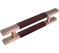 CIRCIR H Shape Modern Farmhouse Handle Hardware for Gate,Shower/Barn Push Pull Door Handle, Shed - Stainless Steel & Wood(Red,60cm/2ft)