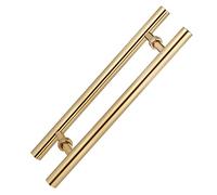 CIRCIR Round Push Pulls Bar Handles with Install Fitting,Door Pull Door Pull Gold Sliding Glass Door Handle, for Bathroom/Entry/Front Door/Yard Gate(60cm/24inch)