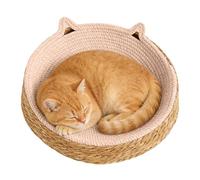 Circle Cat Scratcher - Cotton Rope Woven 40x40x13cm | Breathable Board Kitten Ear Design Bed | Multifunctional Lounge Nest Couch For Indoor Pet Play Exercise Enrichment and Paws Care Use