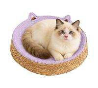 Circle Cat Scratcher - Cotton Rope Woven 40x40x13cm | Breathable Board Kitten Ear Design Bed | Multifunctional Lounge Nest Couch For Indoor Pet Play Exercise Enrichment and Paws Care Use