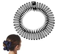 Circle Comb Headband - Full Circular Stretch Tool, Single Unit Retractable Accessory For Secure Styling, Flexible Hair Wrap With Interlocking Teeth, Salon Hardware, Grip Band For Yoga, Spas And Gyms