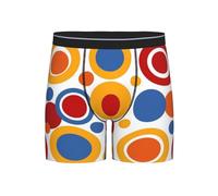 Circle Dots - Calzoncillos tipo bóxer de pierna larga para hombre, transpirables, elásticos, con arte geométrico, calzoncillos cómodos, Negro, L