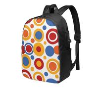 Circle Dots - Mochila de viaje para laptop, diseño geométrico, resistente al agua, con puerto de carga USB, mochila universitaria, bolsa de trabajo para mujeres y hombres