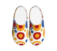 Circle Dots - Pantuflas de franela para hombre, diseño geométrico, antideslizantes, cálidas, para invierno, para interiores y exteriores, multicolor, X-Small