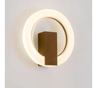 Circle LED Acrylic Wall Lamp Minimalist Creative Home Decor Lighting Fixture 7W 4000K Brushed Finish Metal Wall Sconces Bedroom Bedside Living Room Hallway, Ring Shape(Walnut c