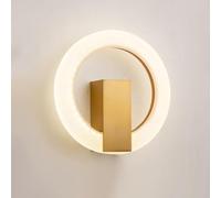 Circle LED Acrylic Wall Lamp Minimalist Creative Home Decor Lighting Fixture 7W 4000K Brushed Finish Metal Wall Sconces Bedroom Bedside Living Room Hallway, Ring Shape(Gold Col