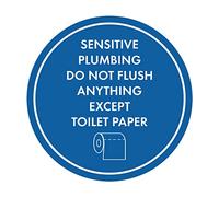 Circle Sensitive Plumbing Do Not Flush Anything Except - Señal de papel higiénico (azul) - Mediano