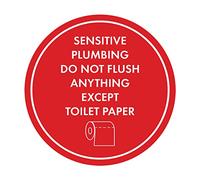 Circle Sensitive Plumbing Do Not Flush Anything Except - Señal de papel higiénico (rojo) - Grande