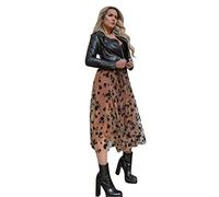 Circle Skirt - Conjunto de falda para mujer, estilo bohemio, elástico, cintura alta, acampanado, malla para playa, falda midi para mujer, café, 40