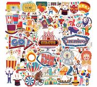 Circo Pegatinas 100 piezas, Impermeable Vinilo Stickers para Infantiles Regalos para Decoración de Cumpleaños Bicicleta Scooter Guitarras