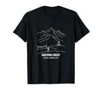 Circuito Annapurna Nepal Himalaya Line Art Senderismo Trail Camiseta