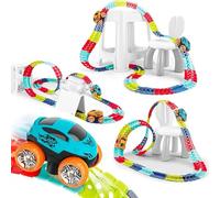 Circuito Coches de Juguetes Niños 3 Años, 184 Piezas Flexible Pista de Coches para Niños Luminosa Cars Pista Cochesde Juguetes Regalo Navidad Niño Niña 2 3 4 5 6 Años