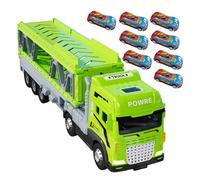 Circuito de Carreras catapultante, 12.4 X 3.82 X 2.76 Pulgadas Camión Grande, Juego De Ocho Coches, Doble Capa Plegable, De Transporte, Juguete De Vehículo De Metal para Y Niñas A Partir de