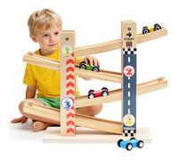 Circuito de Carreras con 4 Mini Coches,Pista de Rampas con Coches de Juguete para Bebés y Niños Pequeños de 1 y 2 3 años,Juguete de Rampa para Coche para Regalos de Cumpleaños para niños